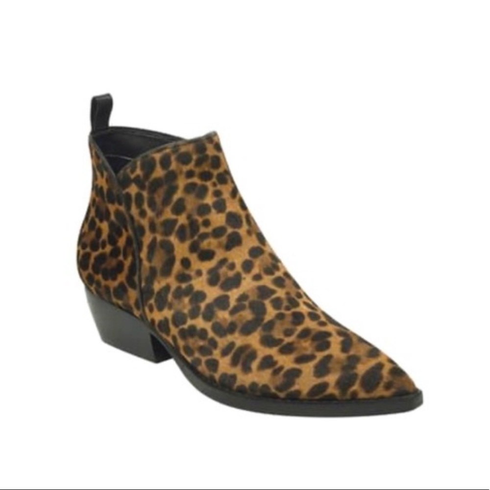 NIB MARC FISHER Obra Genuine Calf Hair Bootie Leopard Print womens size 6.5